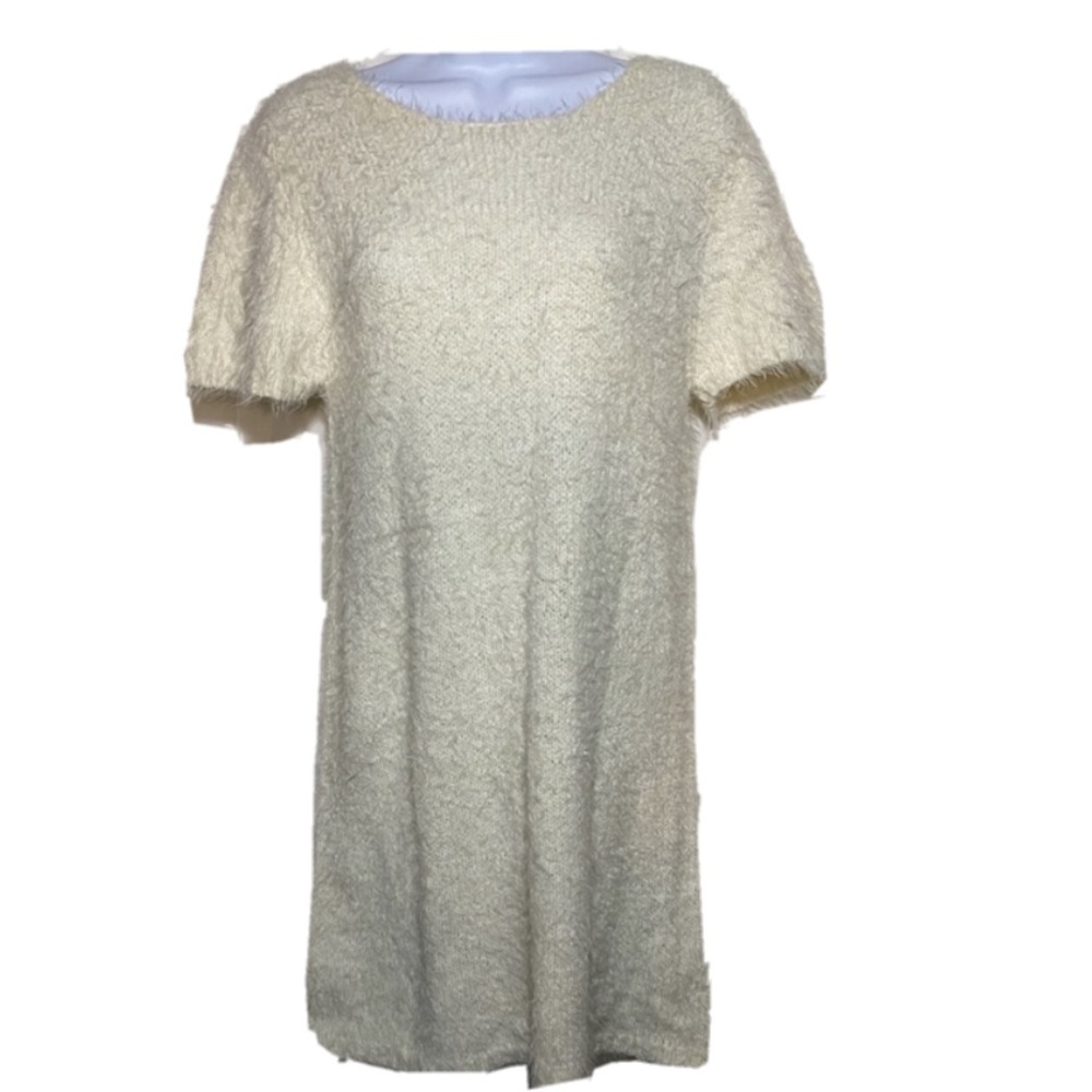olivaceous cream fuzzy sweater dress